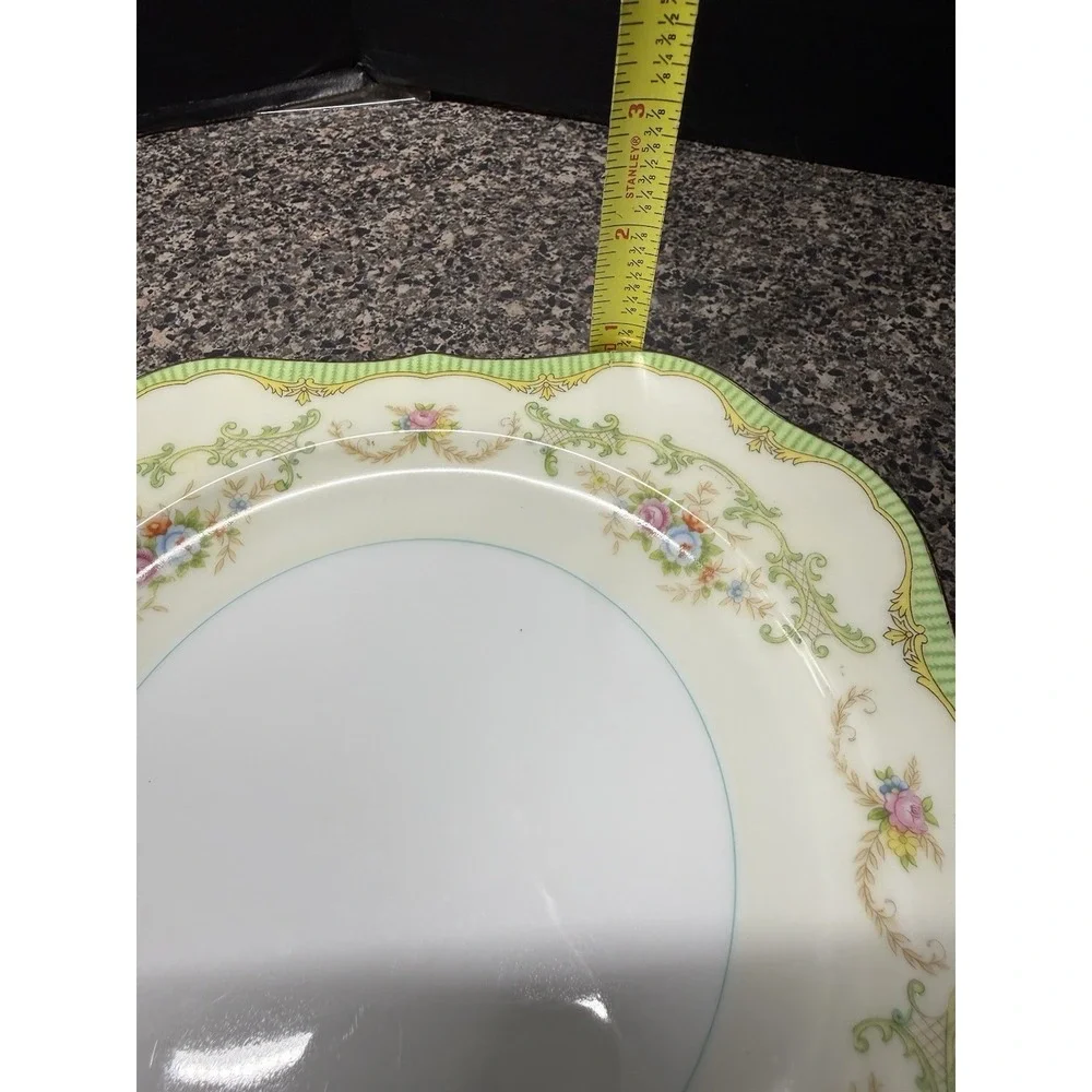 1930s Noritake Marlene Square Salad Plates Scalloped Set of 2 Floral Gold Japan